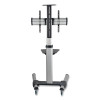 Flat Panel Floor Stand, Tilt Range: -12 To +5, Metal, 1 Shelf, 110 Lb Capacity, 32.6" x 27.6" x 81.5", Silver/Black