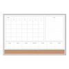 4N1 Magnetic Dry Erase Combo Board, Week/Month Planning, 36 x 24 (Actual Size: 35 x 23), Tan/Wh Surface, Satin Aluminum Frame