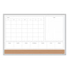 4N1 Magnetic Dry Erase Combo Board, Week/Month Planning, 36 x 24 (Actual Size: 35 x 23), Tan/Wh Surface, Satin Aluminum Frame