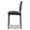 Vl606 Stacking Guest Chair Without Arms, Bonded Leather Upholstery, 21.25" x 21" x 32.75", Black Seat, Black Back, Black Base