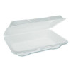 Conventional Foam Hinged Lid Container, Very Shallow, 9 x 6.5 x 1.3, White, 150/Carton