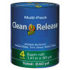 Clean Release Painter's Tape, 3" Core, 1.41" X 60 Yds, Blue, 4/Pack