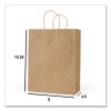 Get Reddi Paper Bags, Pulse Size, 60# Basis Weight, Twisted Rope Handles, 8 x 4.5 x 10.25, Brown, 250/Carton
