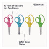 Kleenearth Rice Husk Kids Scissors, Blunt Tip, 5" Long, Straight Assorted Color Handles, 12/Pack