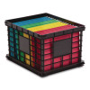 File Storage Durable Plastic Crate, 13.87 x 16.87 x 11.5, Black