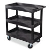 Tuffy Xl Three-Shelf Heavy-Duty Multipurpose Utility Cart, Plastic, 375 Lb Capacity, 35.25" x 18" x 37.25", Black