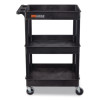 Endura Three-Shelf Utility Cart, Plastic, 300 Lb Capacity, 26.5" x 18.5" x 39.25", Black