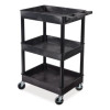 Endura Three-Shelf Utility Cart, Plastic, 300 Lb Capacity, 26.5" x 18.5" x 39.25", Black