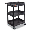 Endura Three-Shelf Utility Cart, Plastic, 300 Lb Capacity, 26.5" x 18.5" x 39.25", Black