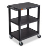 Tuffy Three-Shelf Multipurpose Utility Cart, Plastic, 300 Lb Capacity, 26.5" x 18.5" x 34", Black