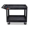 Workload Two-Shelf Heavy-Duty Industrial Utility Cart, Plastic, 500 Lb Capacity, 45.5" x 25.5" x 33", Black