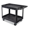 Workload Two-Shelf Heavy-Duty Industrial Utility Cart, Plastic, 500 Lb Capacity, 45.5" x 25.5" x 33", Black