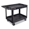 Workload Two-Shelf Heavy-Duty Industrial Utility Cart, Plastic, 500 Lb Capacity, 45.5" x 25.5" x 33", Black