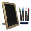 Magnetic Tabletop Chalkboard, Black Surface, Brown Wood Frame, 11 x 15