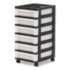 Six-Drawer Durable Storage Cart, Plastic, 15 Lb Capacity, 12.13 x 14.38 x 26.38, Clear/Black