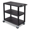 Tuffy Xl Three-Shelf Multipurpose Utility Cart, Plastic, 300 Lb Capacity, 35.25" x 18" x 34.5", Black