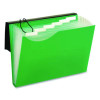 Seven-Pocket Poly Expanding File, 1" Expansion, 7 Sections, Elastic Cord Closure, 1/6-Cut Tabs, Letter Size, Green