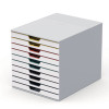 Varicolor Stackable Plastic Drawer Box, 10 Drawers, Letter To Folio Size Files, 11.5 x 14 x 11, White