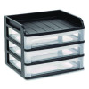 Small Three-Drawer Desktop Storage, 3 Sections, 9.13 X 6.88 X 8.13, Black/Clear