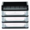 Small Three-Drawer Desktop Storage, 3 Sections, 9.13 X 6.88 X 8.13, Black/Clear