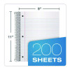 Five-Subject Notebook, Medium/College Rule, Randomly Assorted Cover Color, (200) 11 x 9 Sheets