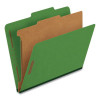 Pressboard Top Tab Classification Folders, 2/5-Cut Tab, Expands 1.75", 1 Divider, 4 Fasteners, Letter Size, Dark Green, 10/Bx