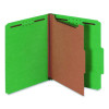Pressboard Top Tab Classification Folders, 2/5-Cut Tab, Expands 1.75", 1 Divider, 4 Fasteners, Letter Size, Dark Green, 10/Bx