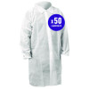 Kga10 Standard Weight Lab Coat For Non-Hazardous Particulate Protection, 3X-Large, White, 50/Carton