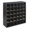 Wood Mail Sorter With Adjustable Dividers, Stackable, 36 Compartments, 33.75 x 12 x 32.75, Black