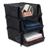 Nest And Stack Open Lid Storage Bin, 13.5" x 15" x 8.5", Black, 3/Pack