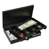 Low Profile Cash Box, 6 Compartments, Key Lock, 11.6" x 8" x 1.9", Black