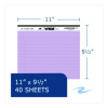 Wide Landscape Format Writing Pad, Medium/College Rule, (40) Assorted Color 11 x 8.5 Sheets, 3/Pack