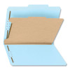 Recycled Pressboard Classification Folders, 2/5-Cut Tab, Expands 2", 1 Divider, 4 Fasteners, Letter Size, Blue, 10/Box