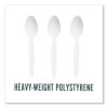 Heavyweight Plastic Cutlery, Spoon, Plastic, White, 100/Pack