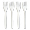 Mediumweight Plastic Cutlery, Fork, White, 300/Pack