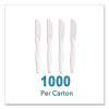 Mediumweight Plastic Cutlery, Knife, Plastic, White, 1,000/Pack