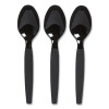 Heavyweight Plastic Cutlery, Spoon, Plastic, Black, 100/Pack