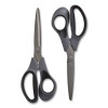 Non-Stick Titanium-Coated Scissors, 8" Long, 3.86" Cut Length, Straight Gray/Black Handle, Gun-Metal Gray Blades, 2/Pack