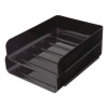 Front-Load Stackable Plastic Document Tray, 1 Section, Letter-Size, 9.81 X 12.56 X 3.01, Black, 2/Pack