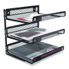 Side-Load Open Design Wire Mesh Horizontal Document Organizer, 3 Sections, Letter-Size, 13.78 X 11.22 X 13.38, Matte Black
