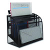 Wire Mesh Incline Sorter, Enclosed Design, 4 Sections, Letter-Size, 12.99 X 6.49 X 10.15, Matte Black