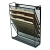 Wire Mesh Incline Sorter, Enclosed Design, 5 Sections, Letter-Size, 13.38 X 4.52 X 16.45, Matte Black