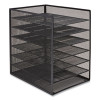 Front-Load Enclosed Wire Mesh Horizontal Document Organizer, 6 Sections, Letter-Size, 9.25 X 13.38 X 13.38, Matte Black