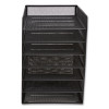 Front-Load Enclosed Wire Mesh Horizontal Document Organizer, 6 Sections, Letter-Size, 9.25 X 13.38 X 13.38, Matte Black