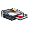 Six Compartment Wire Mesh Accessory Holder, 2 Drawers, 12.91 x 12.01 x 5.43, Black