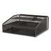 Six Compartment Wire Mesh Accessory Holder, 2 Drawers, 12.91 x 12.01 x 5.43, Black
