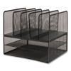 Wire Mesh Combination Organizer, Vertical/Horizontal, 7 Sections, Letter-Size, 11.22 X 13.23 X 11.34, Matte Black