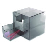 Plastic Cube Desktop Organizer, 4 Compartments, 6 x 6 x 6, Smoke