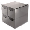 Plastic Cube Desktop Organizer, 4 Compartments, 6 x 6 x 6, Smoke