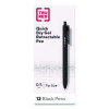 Quick Dry Gel Pen, Retractable, Fine 0.5 Mm, Black Ink, Black Barrel, Dozen